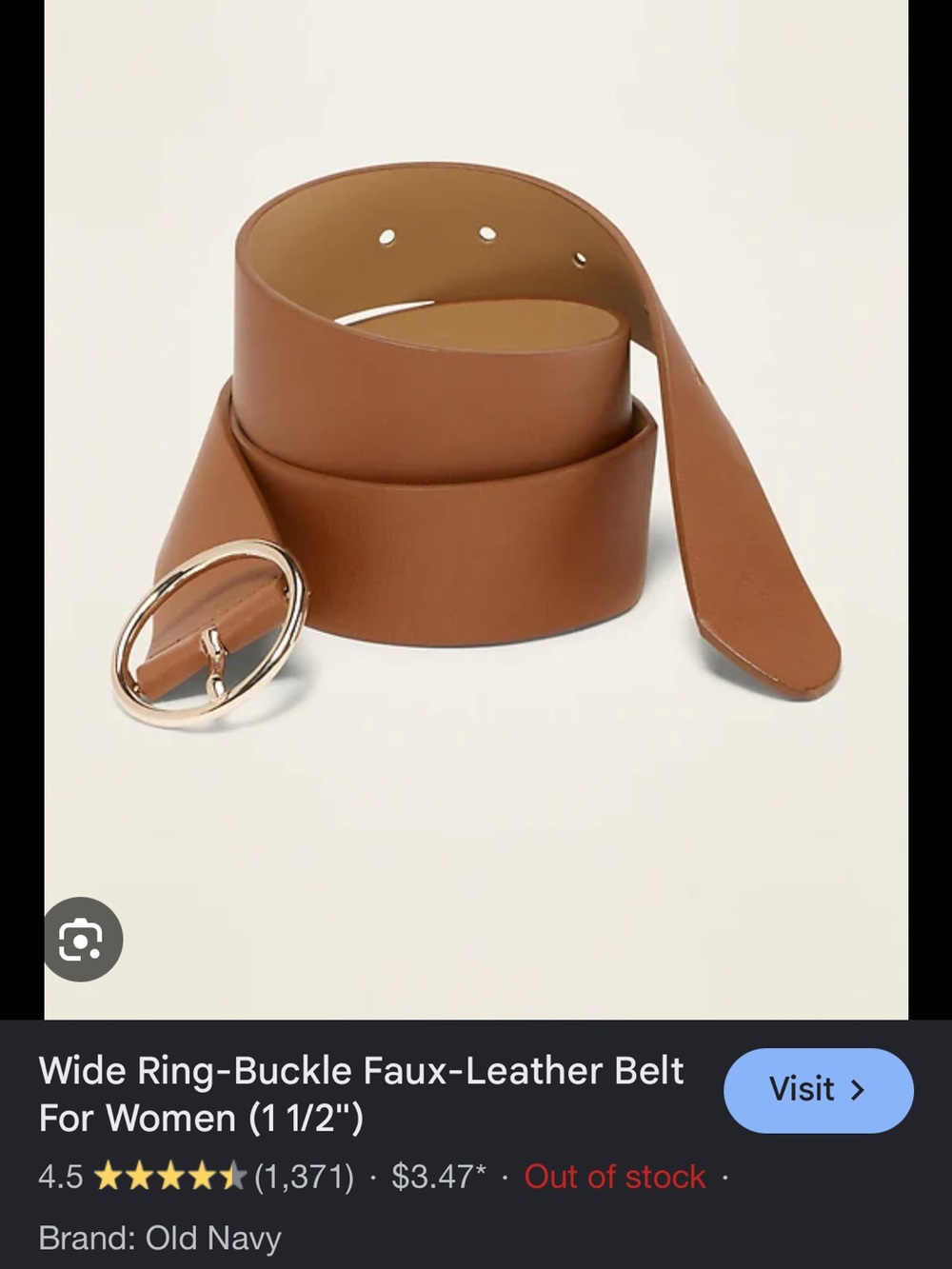 Old Navy Wide Faux-Leather Belt with Gold Ring Buckle — Tan